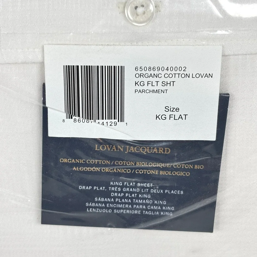 Ralph Lauren Lovan Jacquard King Flat Sheet Parchment Organic Cotton Neutral NEW